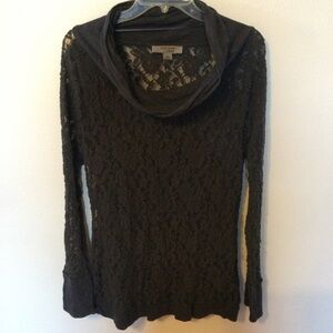 Ruff Hewn Grey Elegant Lace Cowl Neck Lace Top Size Large